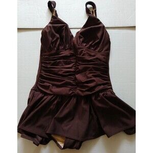 Shape FX Onepice Ruched Swimsuit Outdoor Size 12 New Brown *READ*